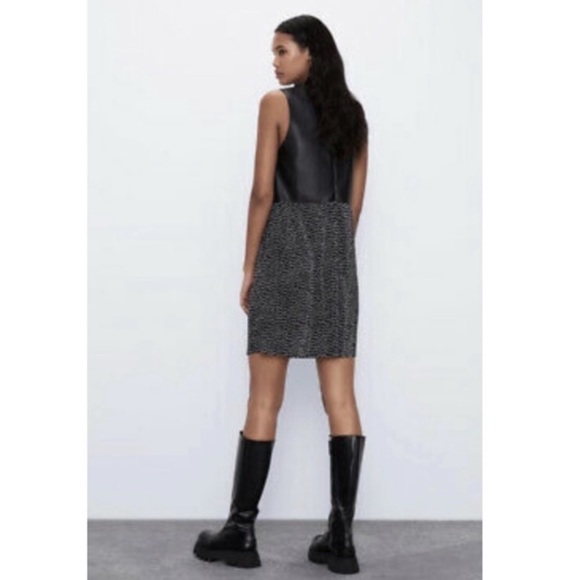 NWT Zara faux leather contrast sleeveless dress - Picture 4 of 12
